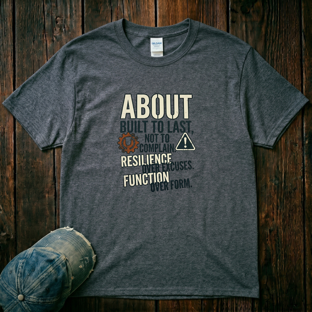 Built to Last, not to Complain About, Resilience Over Excuses T-Shirt