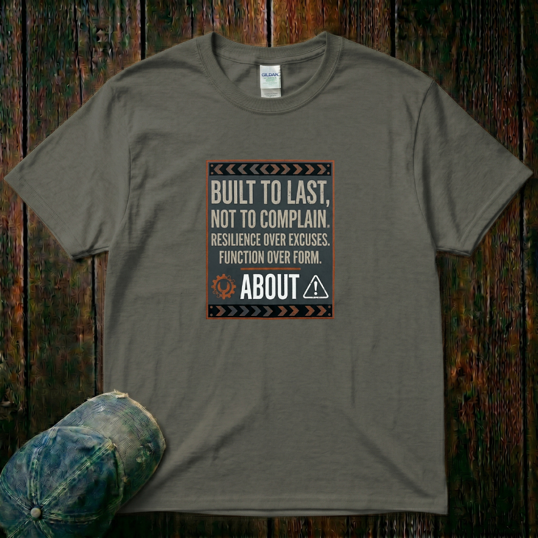 Built to Last, not to Complain About, Resilience Over Excuses T-Shirt