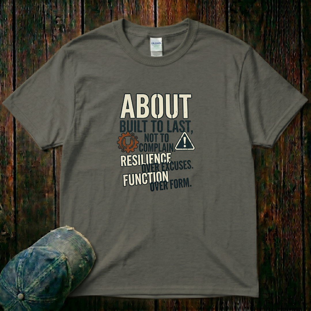 Built to Last, not to Complain About, Resilience Over Excuses T-Shirt