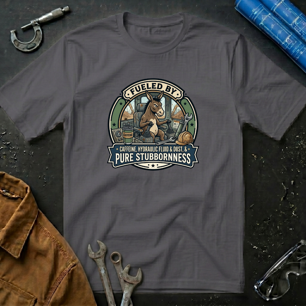 Fueled by Caffeine, Hydraulic Fluid & Dust  & Pure Stubbornness  T-Shirt