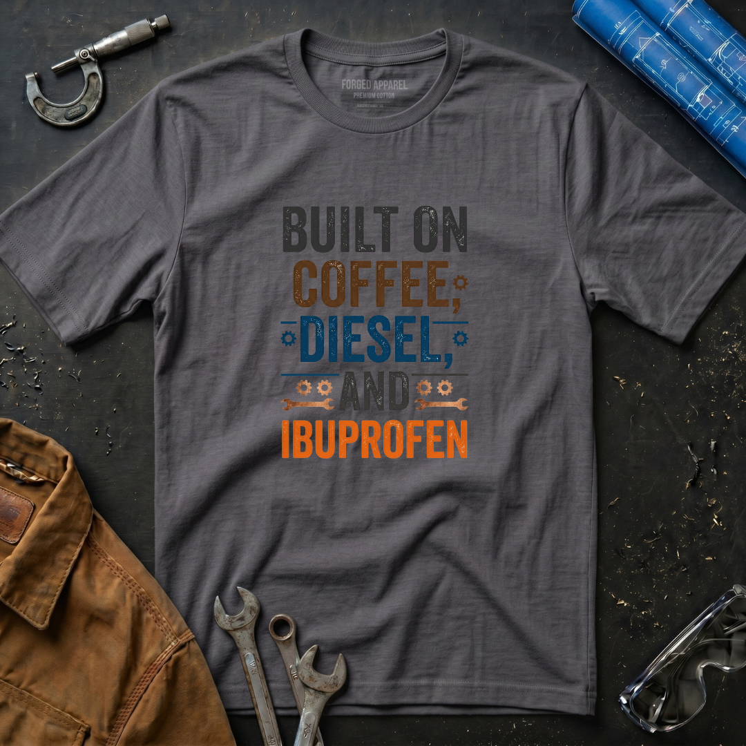 Built on Coffee, Diesel, and Ibuprofen T-Shirt