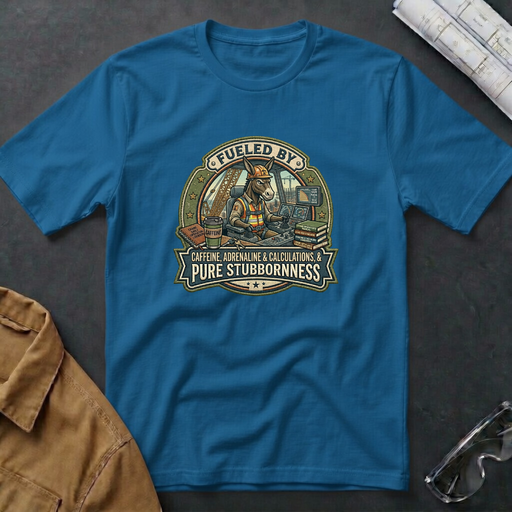 Fueled by Caffeine, Adrenaline & Calculations, & Pure Stubbornness T-Shirt