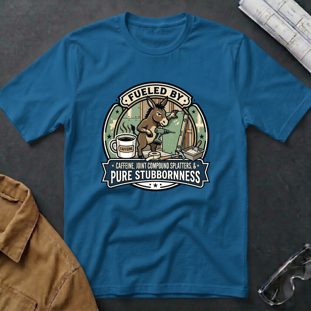 Fueled by Caffeine, Joint Compound Splatters & Puere Stubbornness  T-Shirt