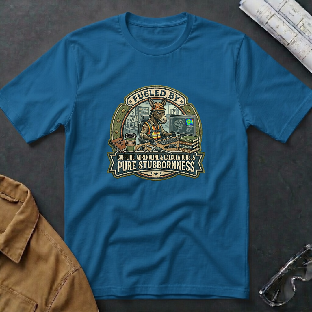 Fueled by Caffeine, Adrenaline & Calculations, & Pure Stubbornness T-Shirt