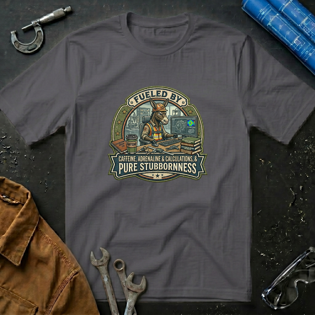 Fueled by Caffeine, Adrenaline & Calculations, & Pure Stubbornness T-Shirt