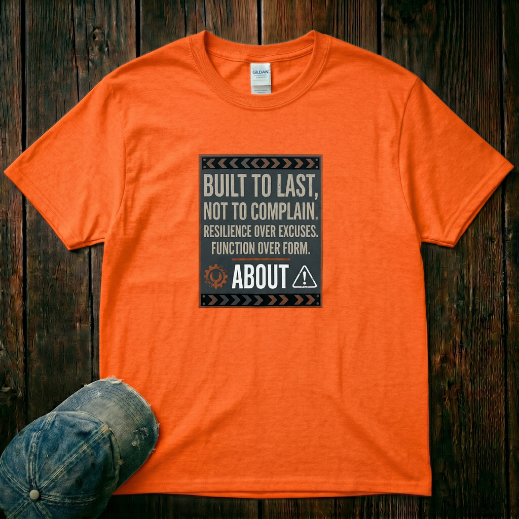 Built to Last, not to Complain About, Resilience Over Excuses T-Shirt