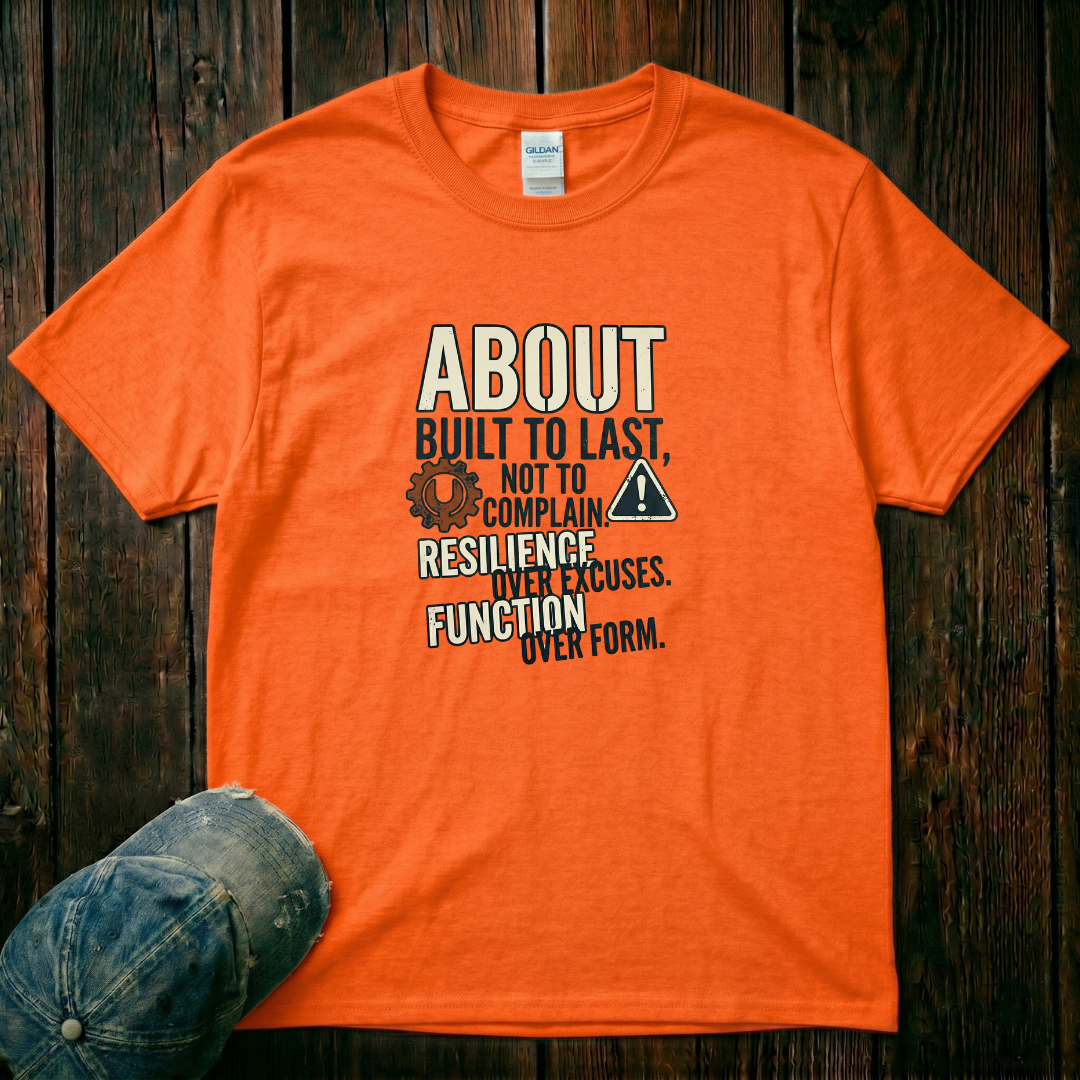 Built to Last, not to Complain About, Resilience Over Excuses T-Shirt