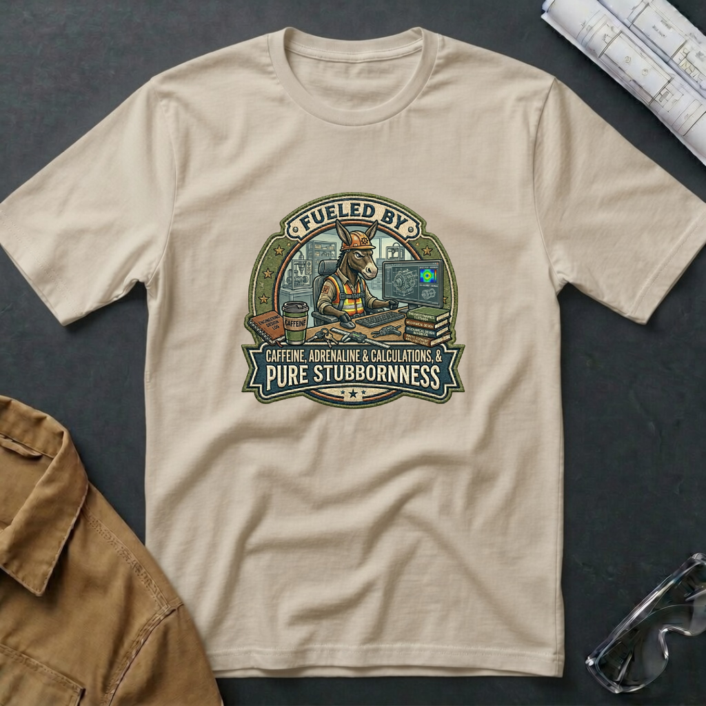 Fueled by Caffeine, Adrenaline & Calculations, & Pure Stubbornness T-Shirt