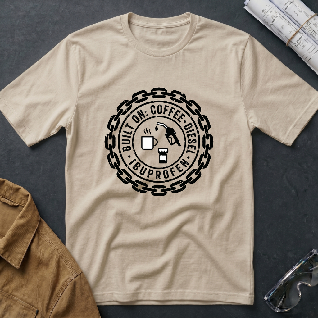 Built on: Coffee, Diesel, Ibuprofen T-Shirt
