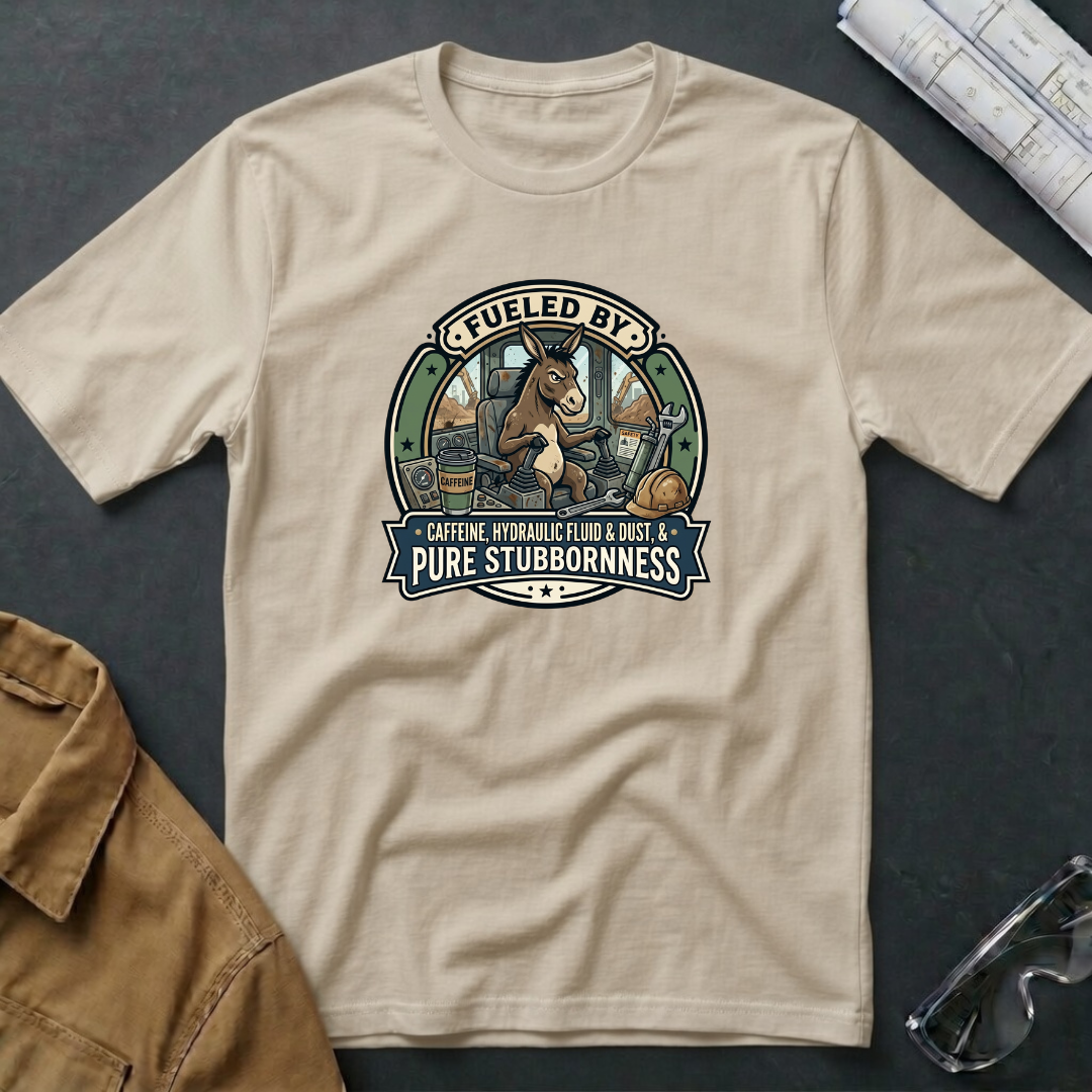 Fueled by Caffeine, Hydraulic Fluid & Dust  & Pure Stubbornness  T-Shirt