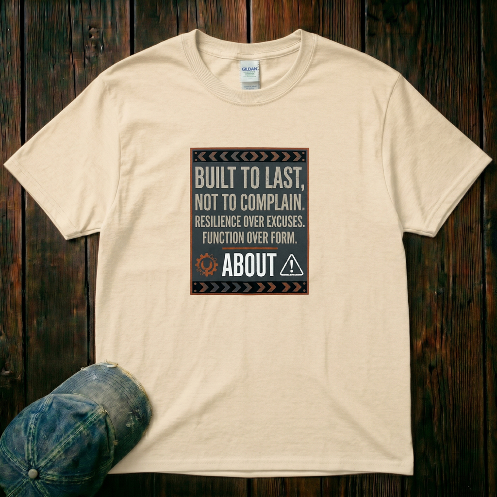 Built to Last, not to Complain About, Resilience Over Excuses T-Shirt