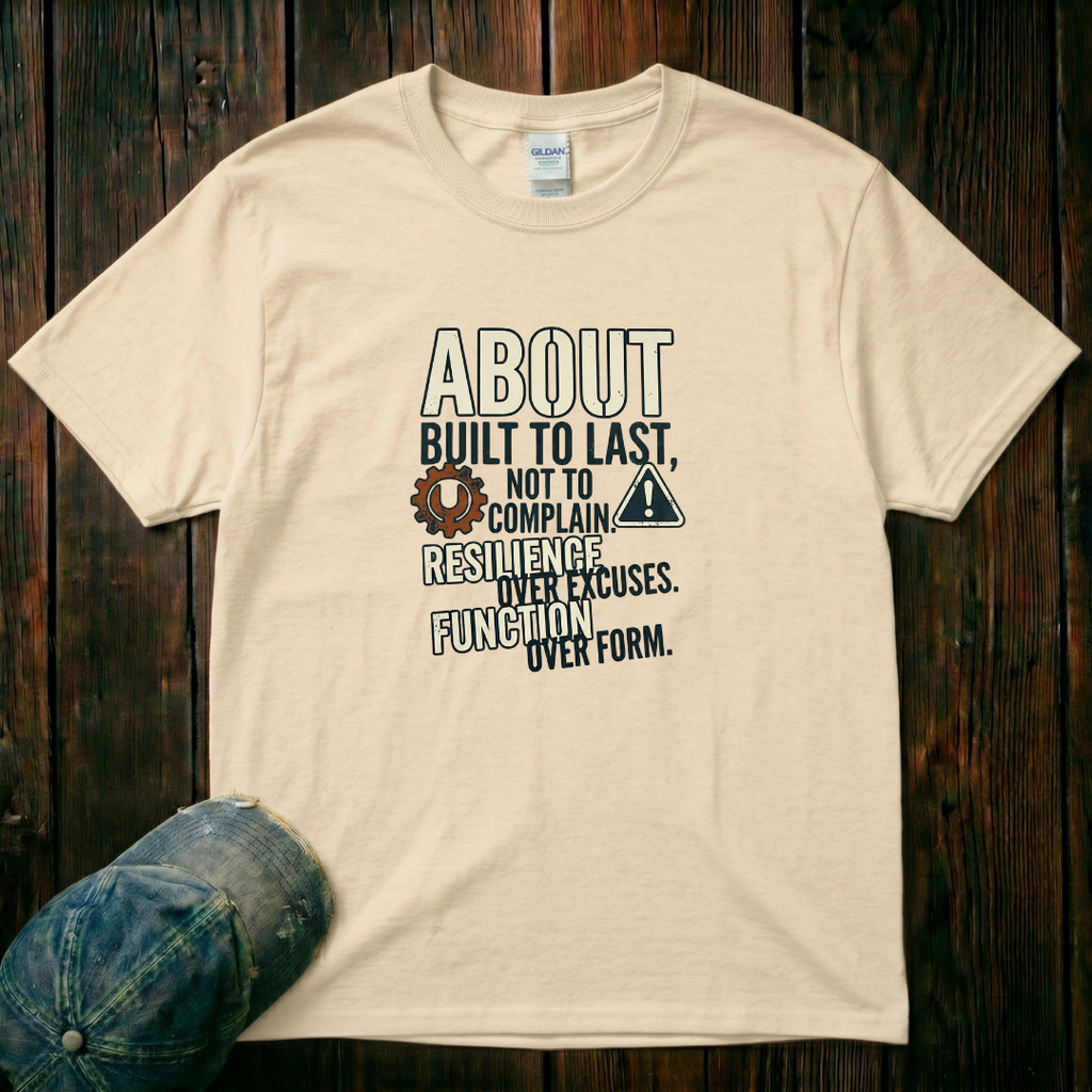 Built to Last, not to Complain About, Resilience Over Excuses T-Shirt