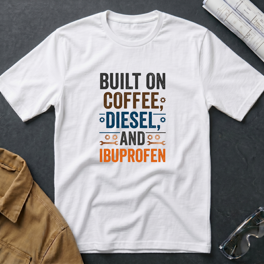 Built on Coffee, Diesel, and Ibuprofen T-Shirt